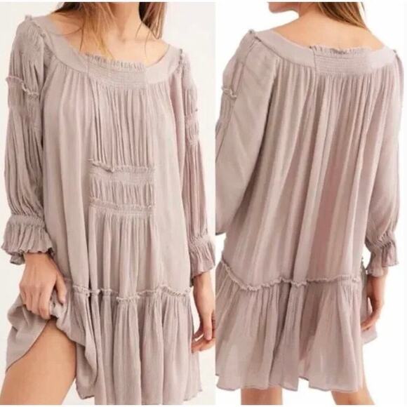 Free People Peach See Ya There Oversized Mini Dress Sz.L - Picture 4 of 16